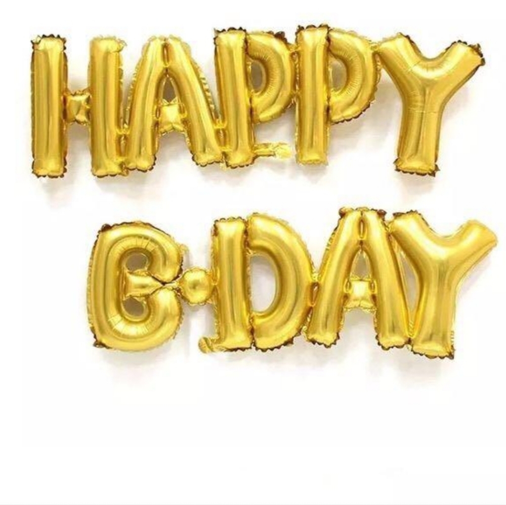 Gold Happy B-Day Airfilled balloons 3 packages - Picture 2 of 6